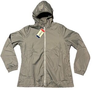 Clique Windbreaker Jacket Womens  XL Green Full Zip Lightweight Hooded Pockets